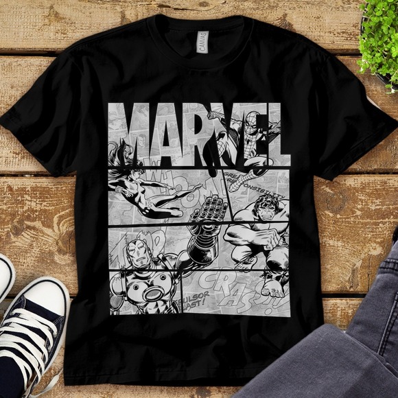 Marvel Avengers Retro Comic Graphic T-Shirt Unisex Tee Adult T-shirt Kid Shirt - Picture 1 of 2